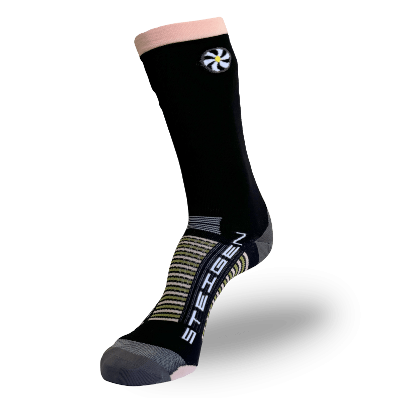 Black/Peach Running Socks ¾ Length